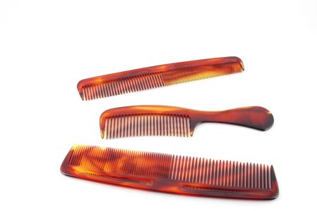 Set of plastic combs over whiteの写真素材