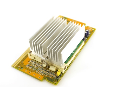 Processor with radiator over white. Shallow DOF.