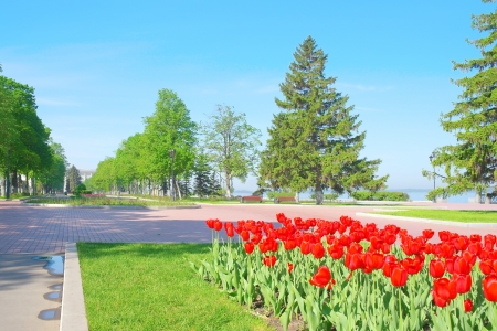View on quay of river Volga in the city Samaraの写真素材