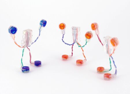Three artificial small mans from connectors and wire