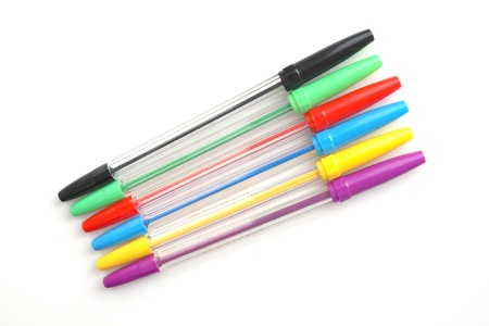 Collection of ball-point pen over whiteの写真素材