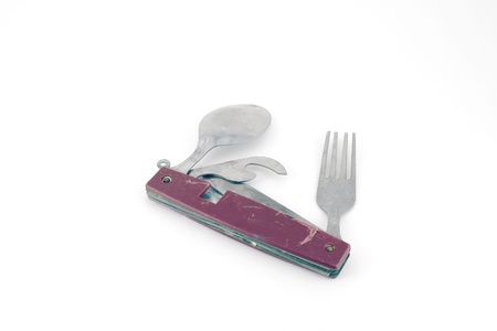 Old universal device with knife, spoon and fork