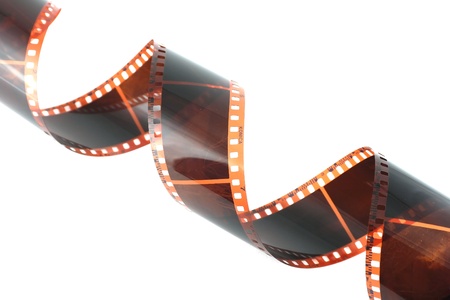 Old color negative film over whiteの写真素材