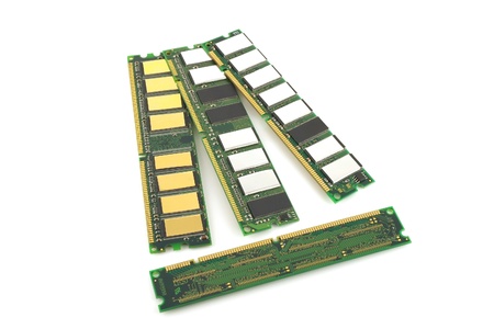 Memory chips for computer over white 