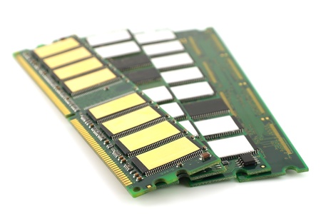 Memory chips for computer over white, shallow DOFの写真素材