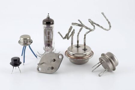 Old transistors over neutral backgroundの写真素材
