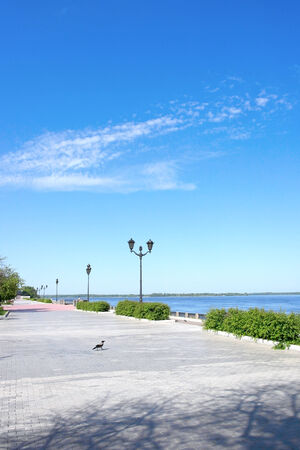 View on quay of river Volga in the city Samaraの写真素材