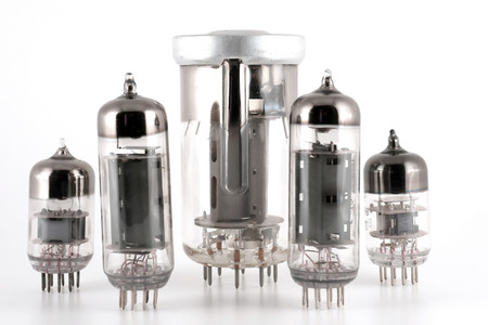 Glass vacuum radio tubes over whiteの写真素材