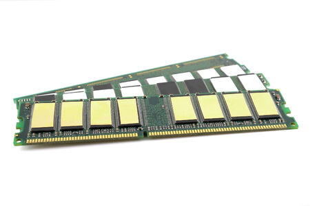 Memory chips for computer over white, shallow DOFの写真素材