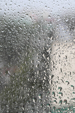 On a summer raining day. Drops of water on the window. Shallow DOFの写真素材