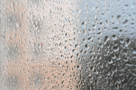 On a summer raining day. Drops of water on the window. Shallow DOFの写真素材