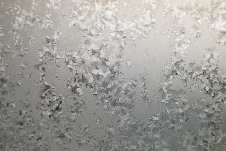 Abstract texture, pattern frost on the window, view macro. Shallow dofの写真素材