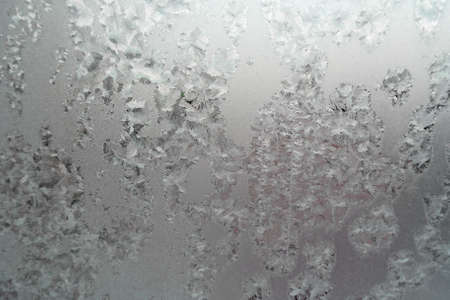 Abstract texture, pattern frost on the window, view macro. Shallow dofの写真素材