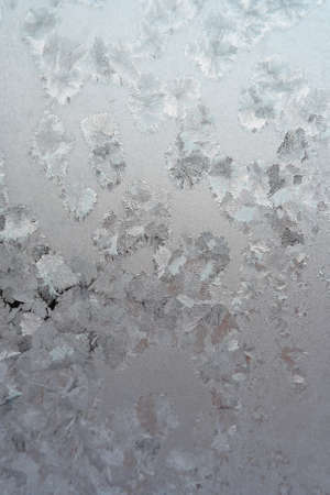Abstract texture, pattern frost on the window, view macro. Shallow dofの写真素材