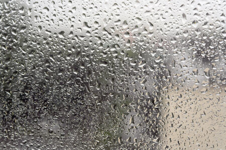 On a summer raining day. Drops of water on the window. Shallow DOFの写真素材