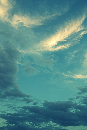Beautiful blue sky with clouds, air natureの写真素材
