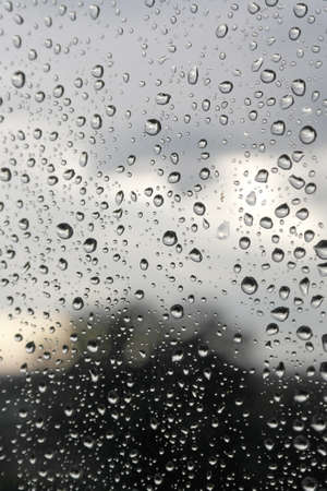 Drops of rain on the window (glass). Shallow DOF.の写真素材