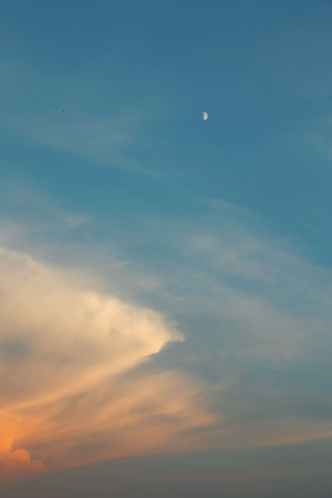 Beautiful blue sky with clouds, air natureの写真素材