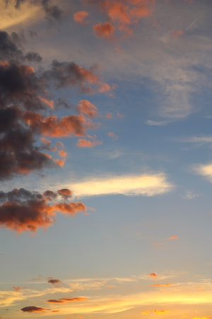 Beautiful blue sky with clouds, air natureの写真素材