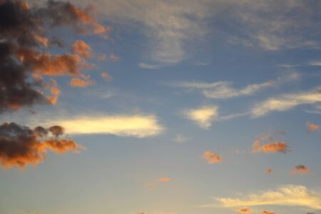 Beautiful blue sky with clouds, air natureの写真素材