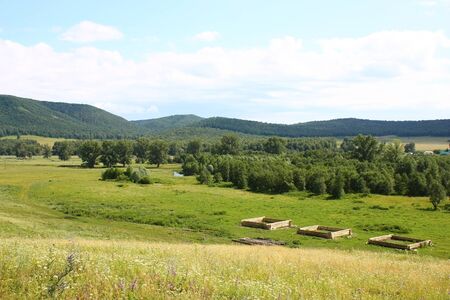 Beautiful summer village landscapeの写真素材