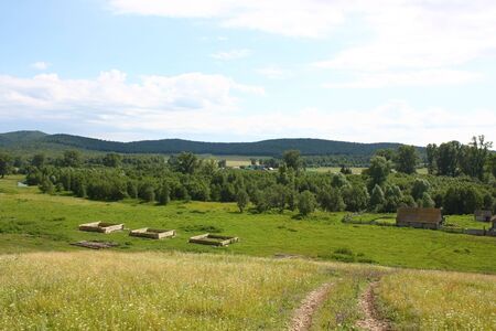 Beautiful summer village landscapeの写真素材