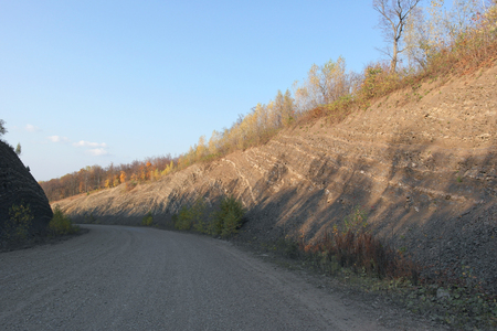 way on the mountains, autumn landscapeの写真素材