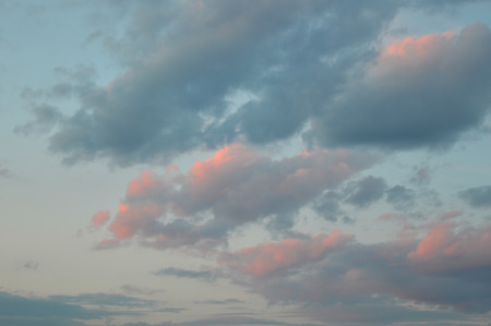 Beautiful evening sky with clouds, air natureの写真素材