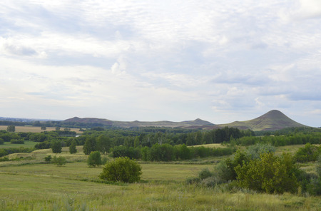 Summer landscape with mountains and forestの写真素材