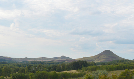 Summer landscape with mountains and forestの写真素材