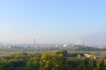 industrial landscape with chemical factoryの写真素材