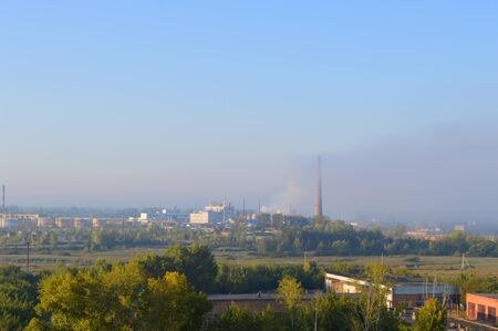 industrial landscape with chemical factoryの写真素材