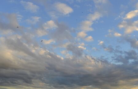 Beautiful eveing sky with clouds, air natureの写真素材