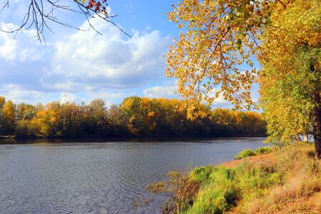 autumn landscape with river an trees