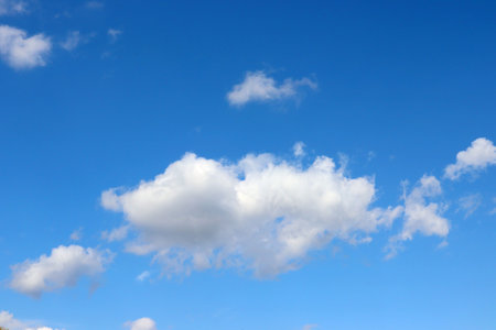 sunner beautiful blue sky with white cloudsの写真素材