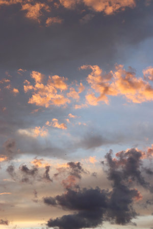 beautiful evening sky with clouds, air natureの写真素材
