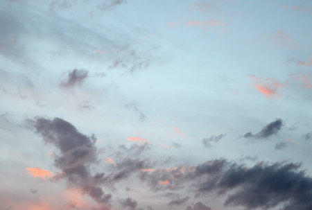 beautiful evening sky with clouds, air natureの写真素材