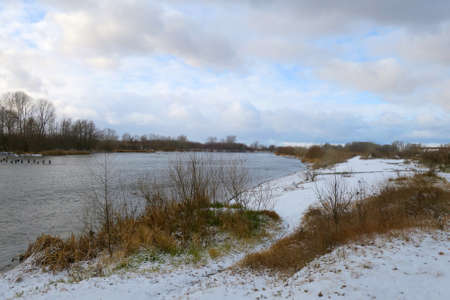 late autumn landscape with river