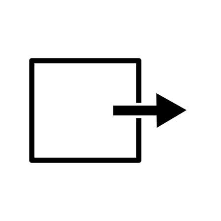 Exit arrow icon. Flat sign. Silhouette shape. App button. Safety background. Line art. Vector illustration. Stock image.のイラスト素材