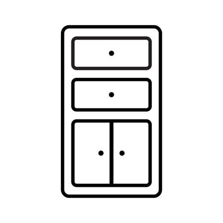 Chest of drawers icon. Wardrobe sign. Dresser closet. Outline silhouette. Home interior. Vector illustration. Stock image.のイラスト素材