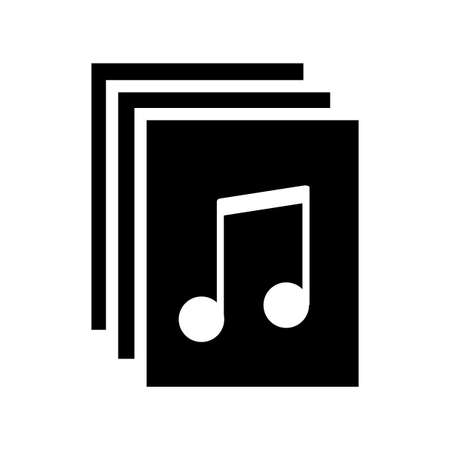 Music book with note. Black sign. Outline silhouette. Music sheet. Simple line design. Vector illustration. Stock image.のイラスト素材