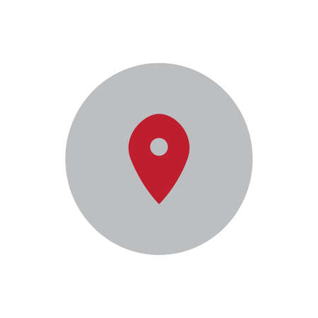 Geolocation sign. Red icon in lilac circle. Pin point.のイラスト素材