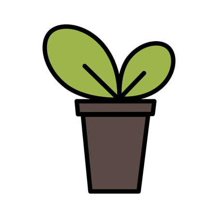 Home plant in pot. Green leaves. Indoor home interior. Isolated object. Cartoon design. Vector illustration. Stock image.のイラスト素材