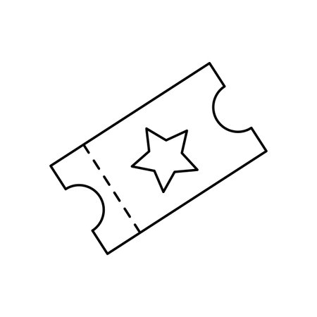 Ticket icon. Black outline element. Star sign. App button. Flat design. Simple art. Vector illustration. Stock image.のイラスト素材