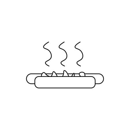 Hot dog icon. Outline sign. Unhealthy meal. Fast food symbol. Food logo. Simple design. Vector illustration. Stock image.のイラスト素材