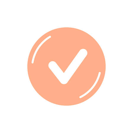 Mark in circle. Pink sign. Choice concept. Cartoon design. Modern style. Flat art. Vector illustration. Stock image.のイラスト素材