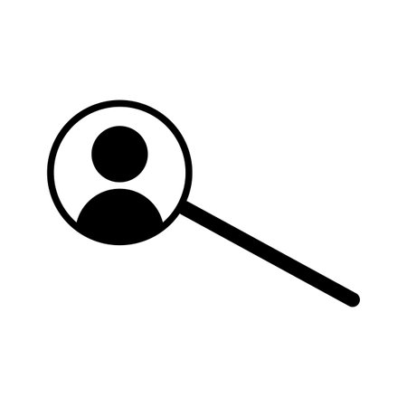 Search people icon. Human silhouette. Business sign. Job search. Magnifying glass. Vector illustration. Stock image.のイラスト素材