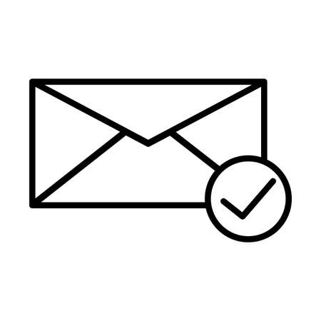 Envelope with check mark. Symbol,   illustration. Verify sign. Message icon. Vector illustration. stock image.のイラスト素材