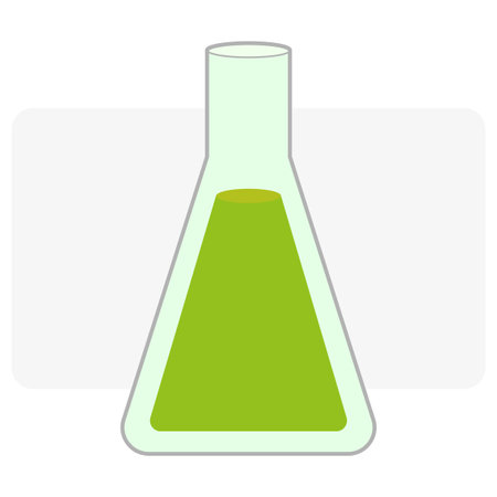 Flask with green liquid. Medical icon. Vector illustration. Stock image.のイラスト素材