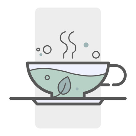 Cartoon cup of tea. Vector illustration. Stock image.のイラスト素材